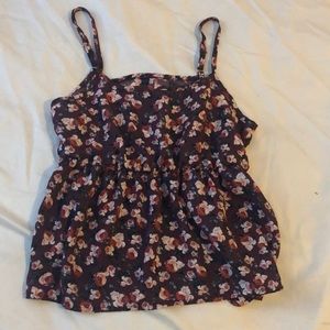 Cute floral maroon tank top
